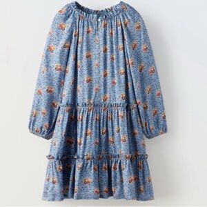 Zara Floral Blue Kids Dress size 9 EUC